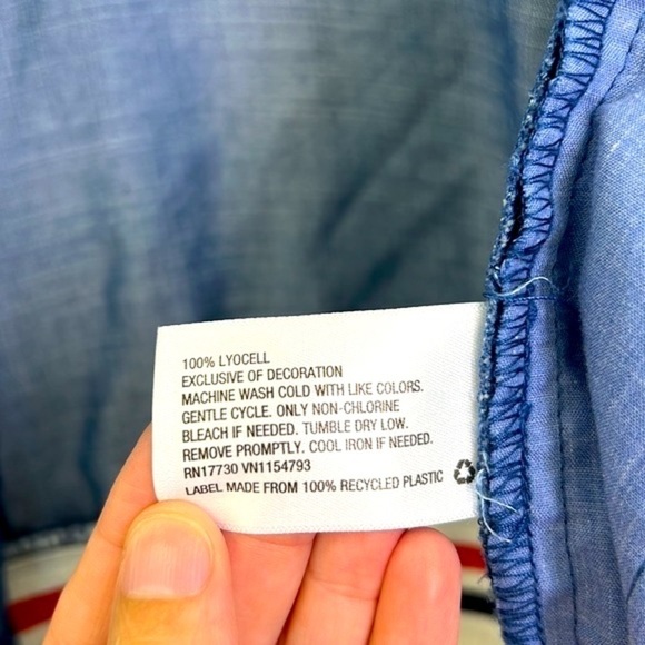 Mossimo - Retro Stonewashed With Red Blue Stripe Trim Button Up Jacket Size M - Picture 10 of 11